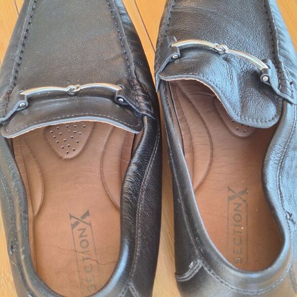 Section X Men's Darion Leather Bit Buckle Drivers size 9.5 Black Loafers Brazil - Picture 9 of 16